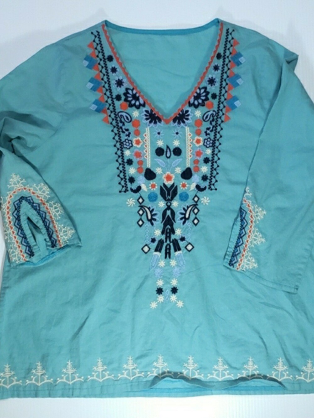 Boho Embroidered Bell Sleeve Top Shirt